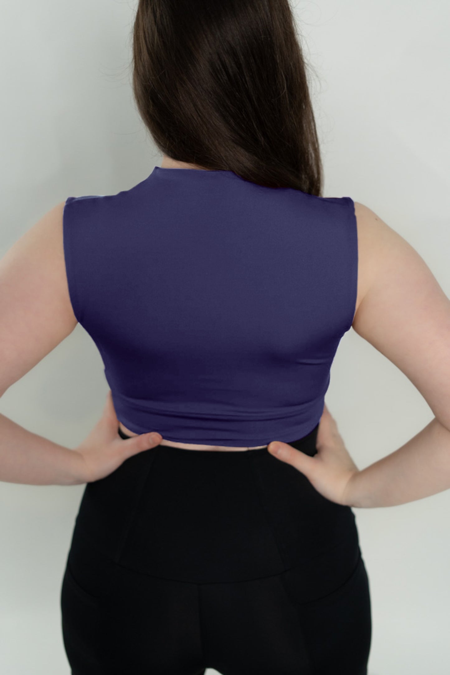 Purple V Neck Sports Bra Top