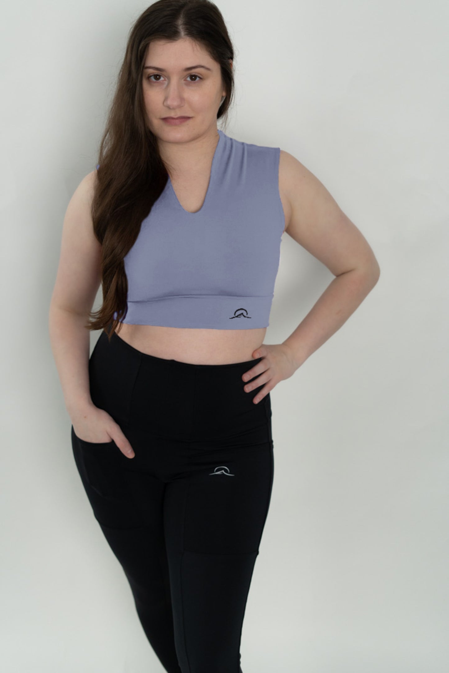 Lilac V Neck Sports Bra Top