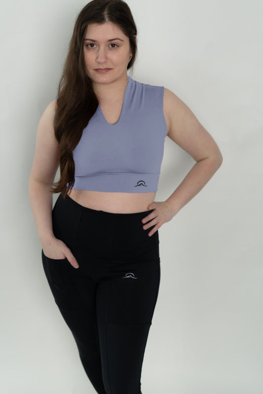 Lilac V Neck Sports Bra Top