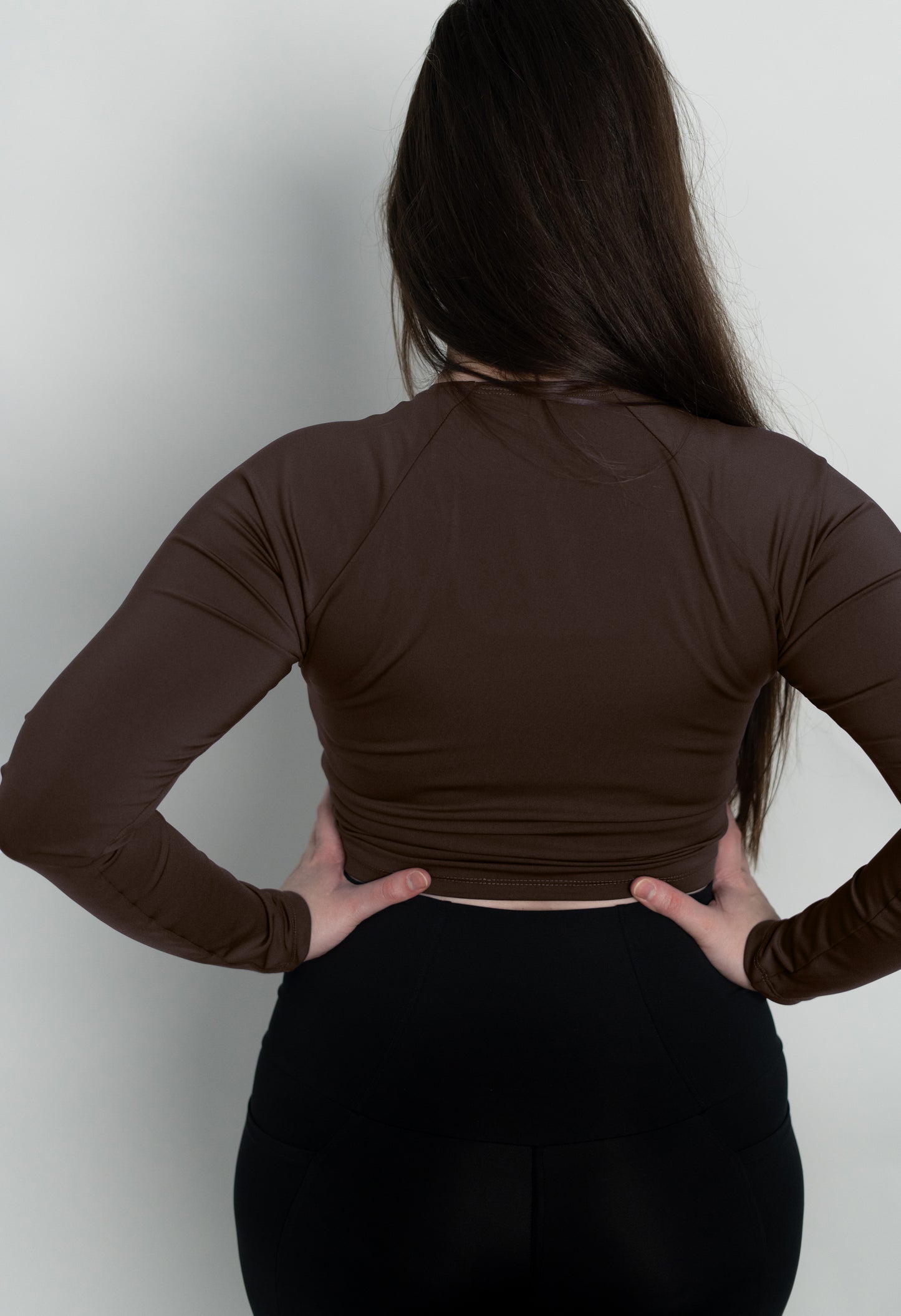 Brown Long Sleeve Crop Top