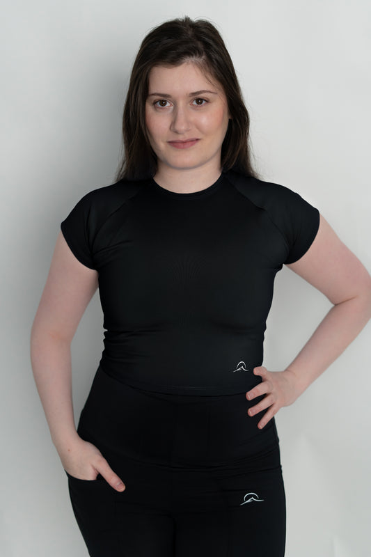 Black Mini Sleeves Crop Top