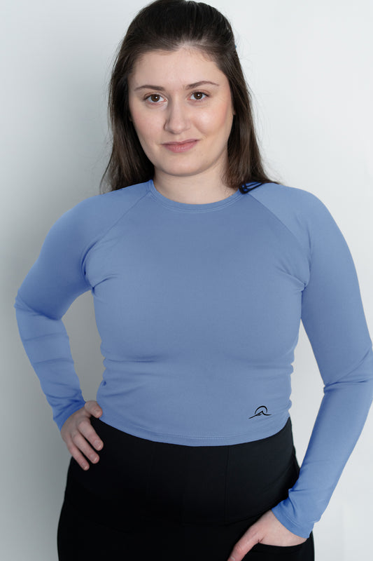 Light Blue Long Sleeve Crop Top