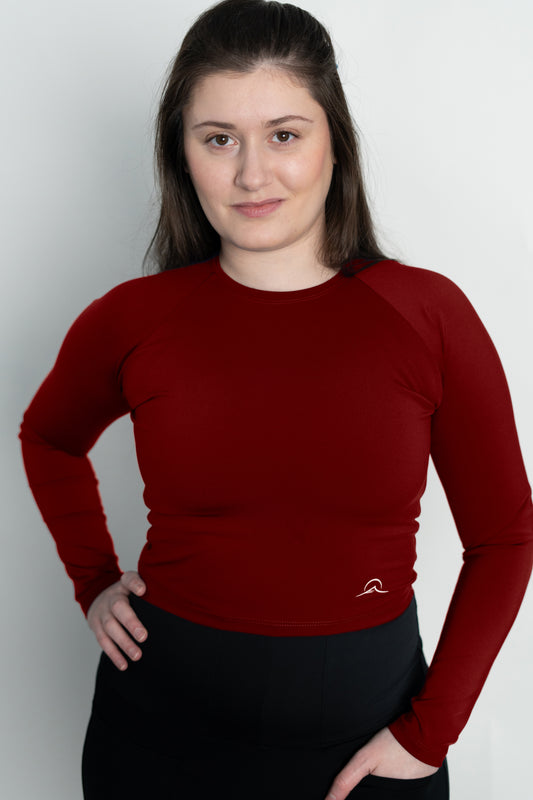 Red Long Sleeve Crop Top