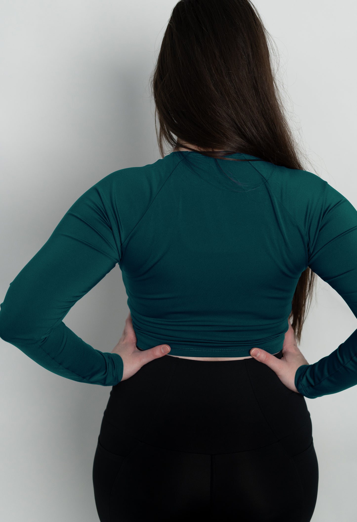 Dark Green Long Sleeve Crop Top