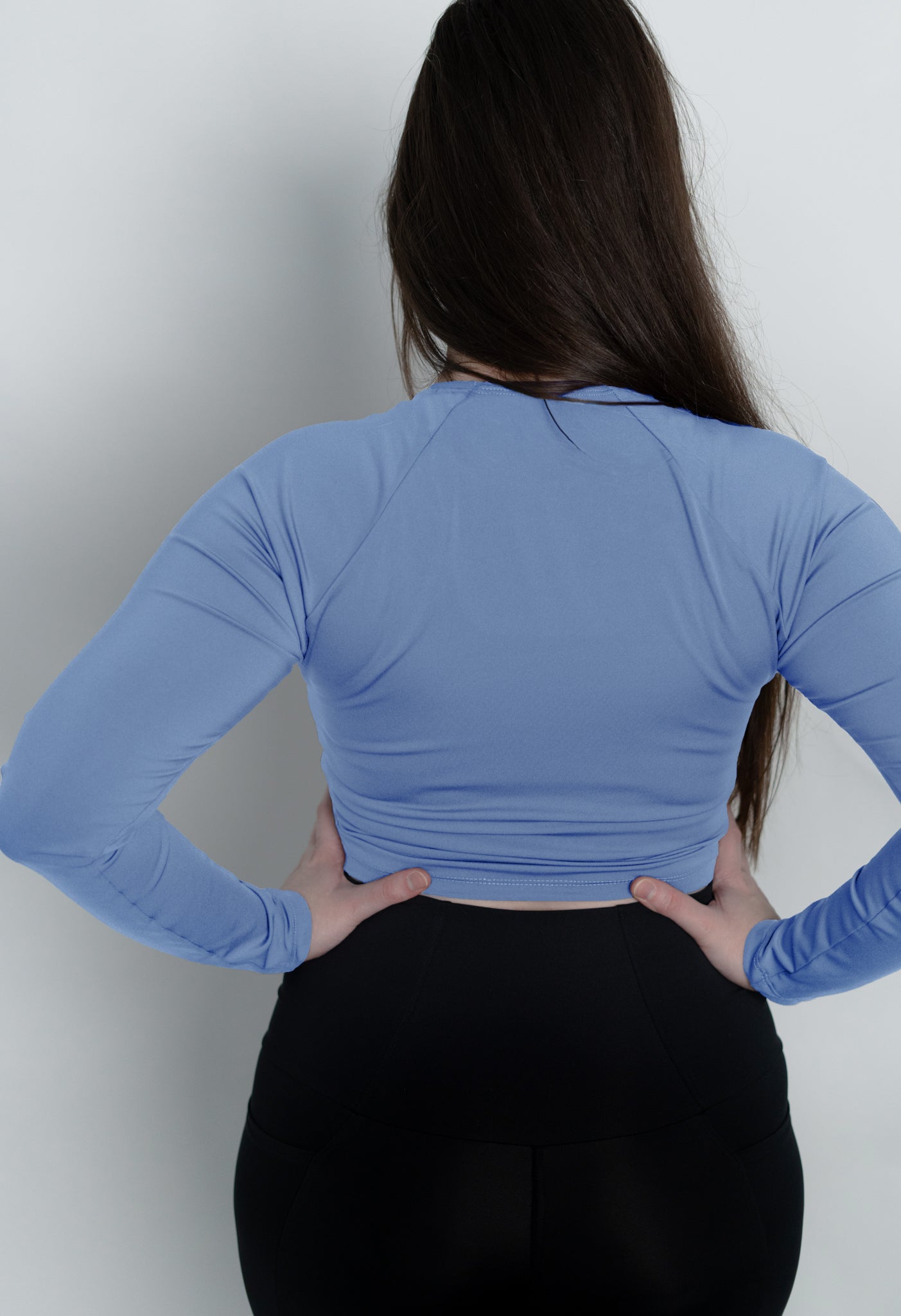 Light Blue Long Sleeve Crop Top