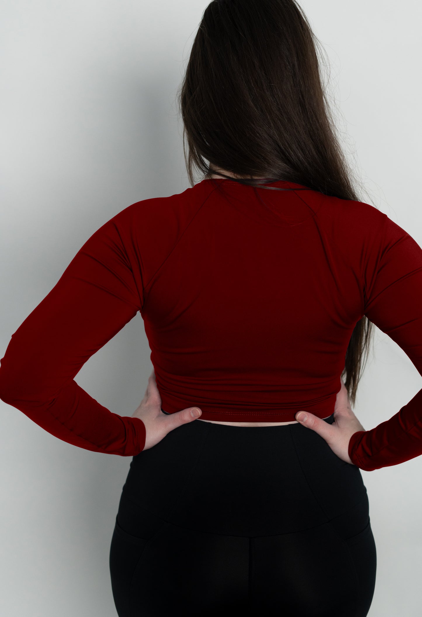 Red Long Sleeve Crop Top
