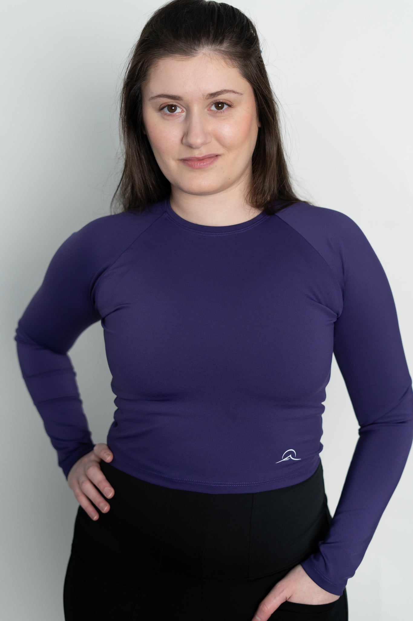 Purple Long Sleeve Crop Top