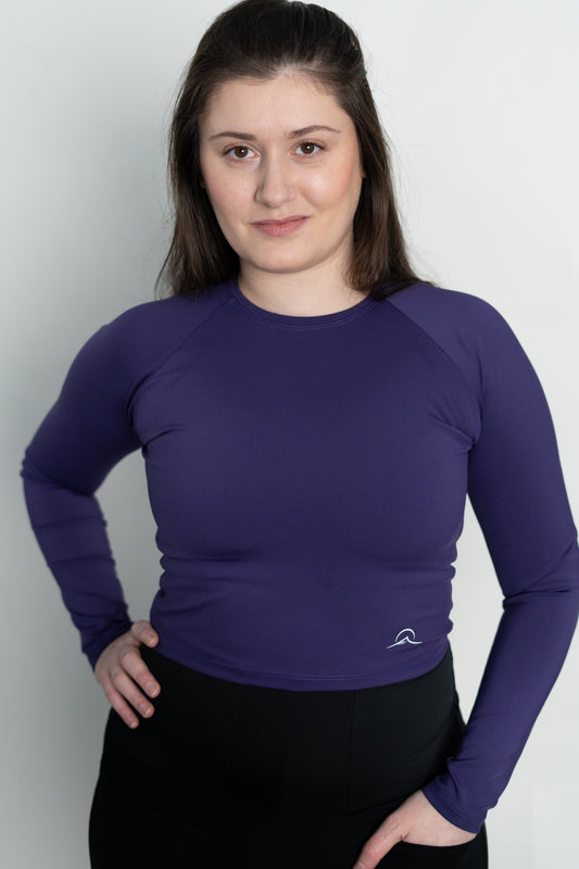 Purple Long Sleeve Crop Top