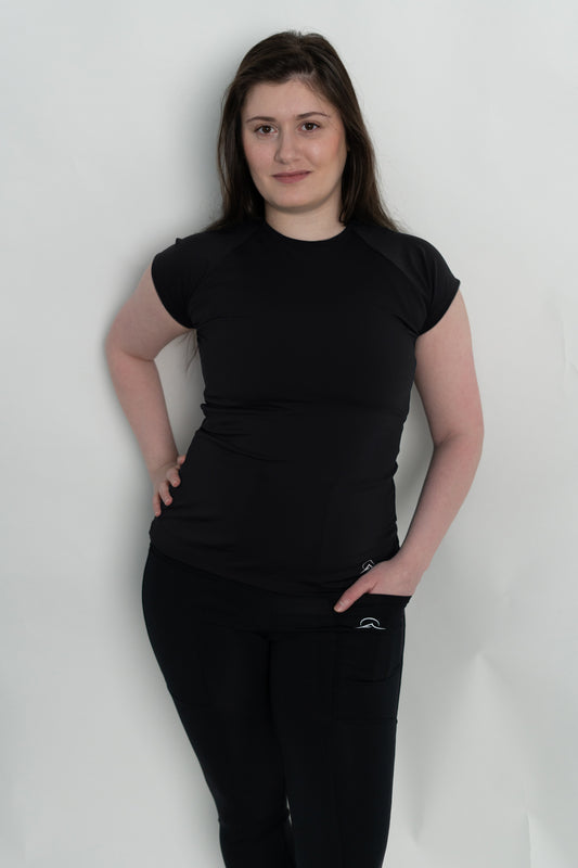 Black Mini Sleeve Long Top