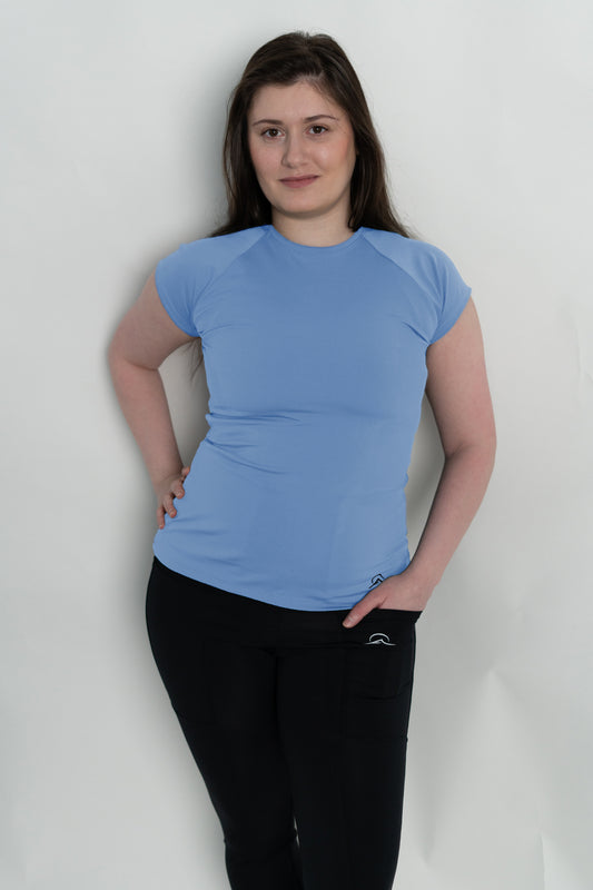 Light Blue Mini Sleeve Long Top