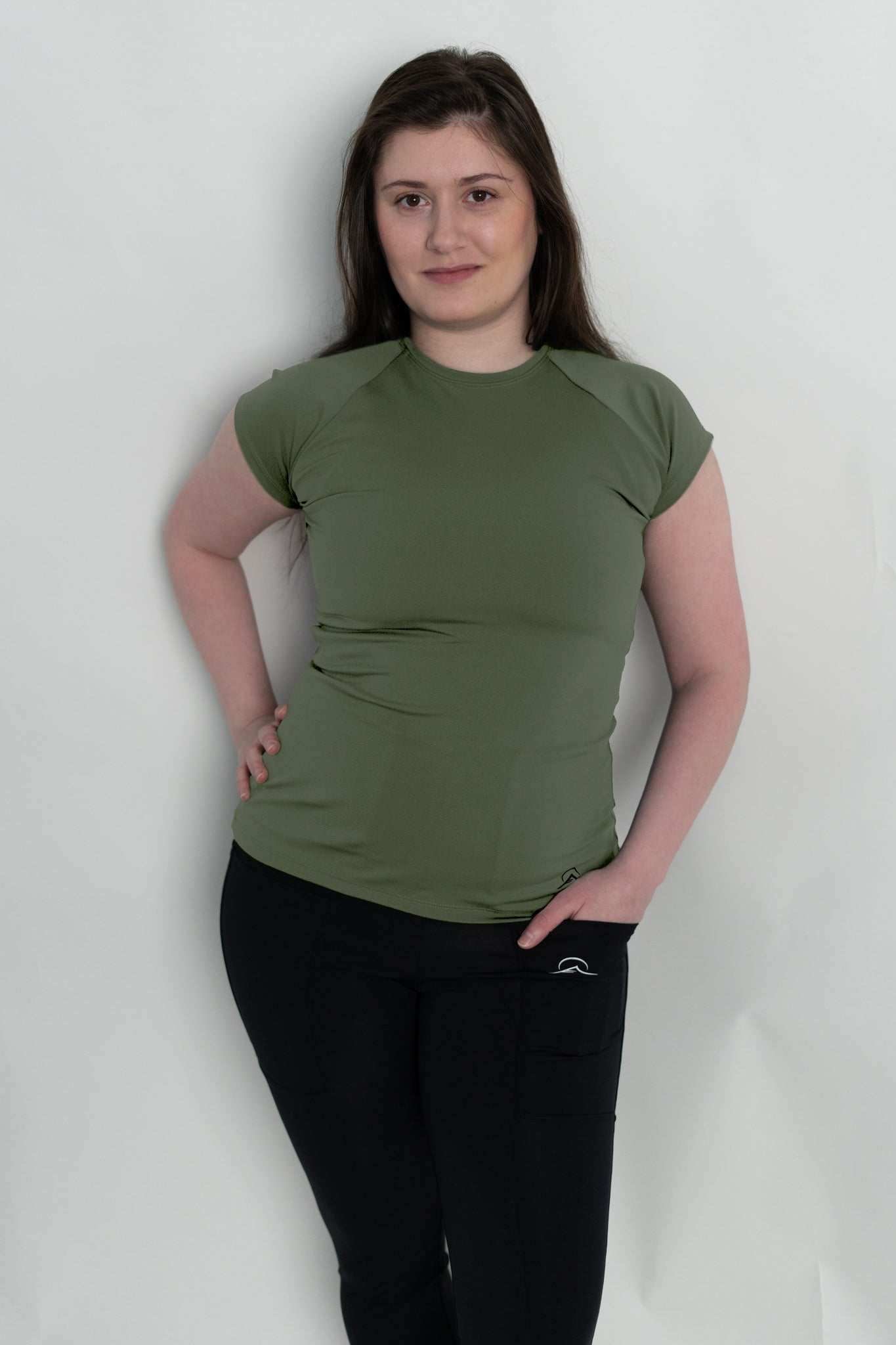 Olive Green Mini Sleeve Long Top