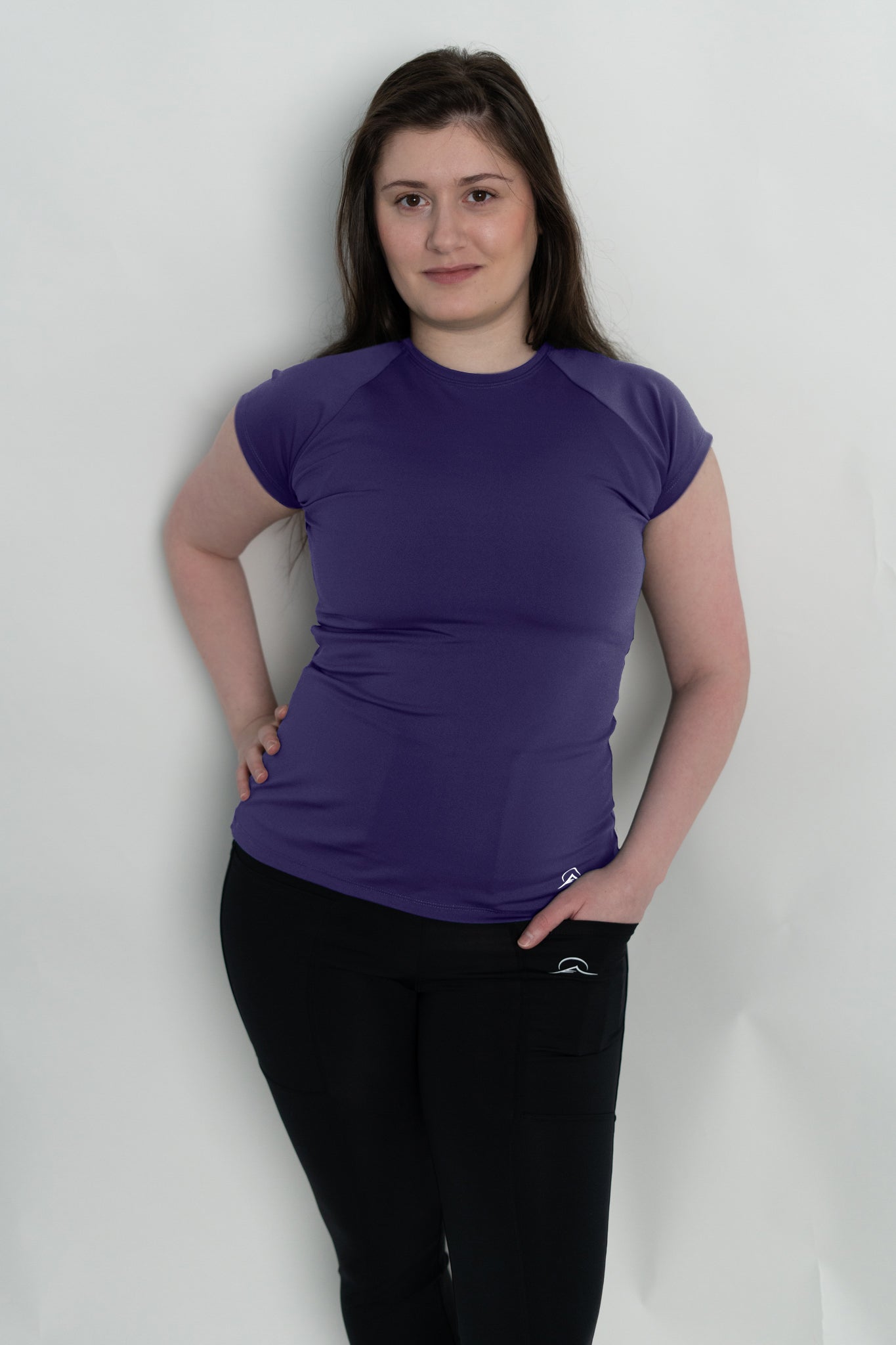 Purple Mini Sleeve Long Top