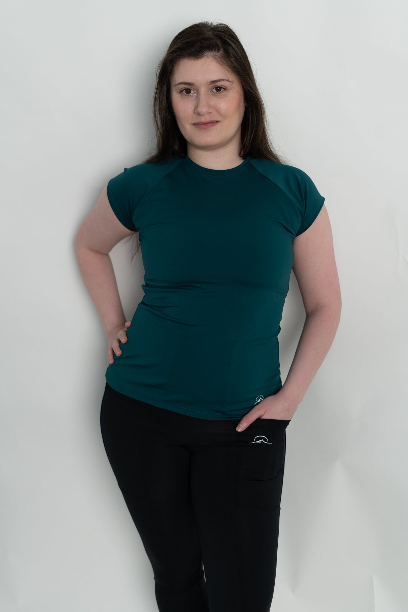 Dark Green Mini Sleeve Long Top