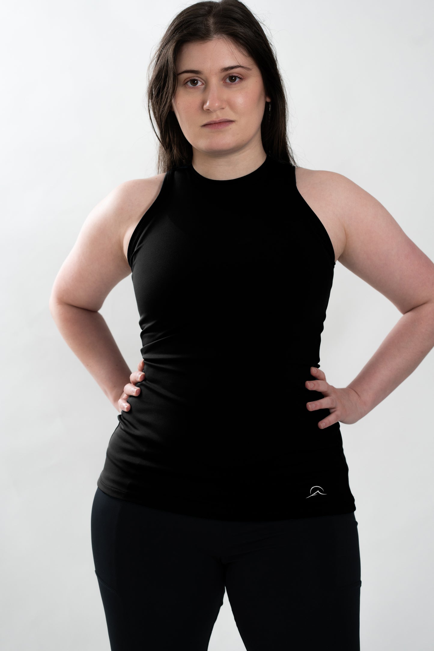 Black Long Form Fitting Tank Top