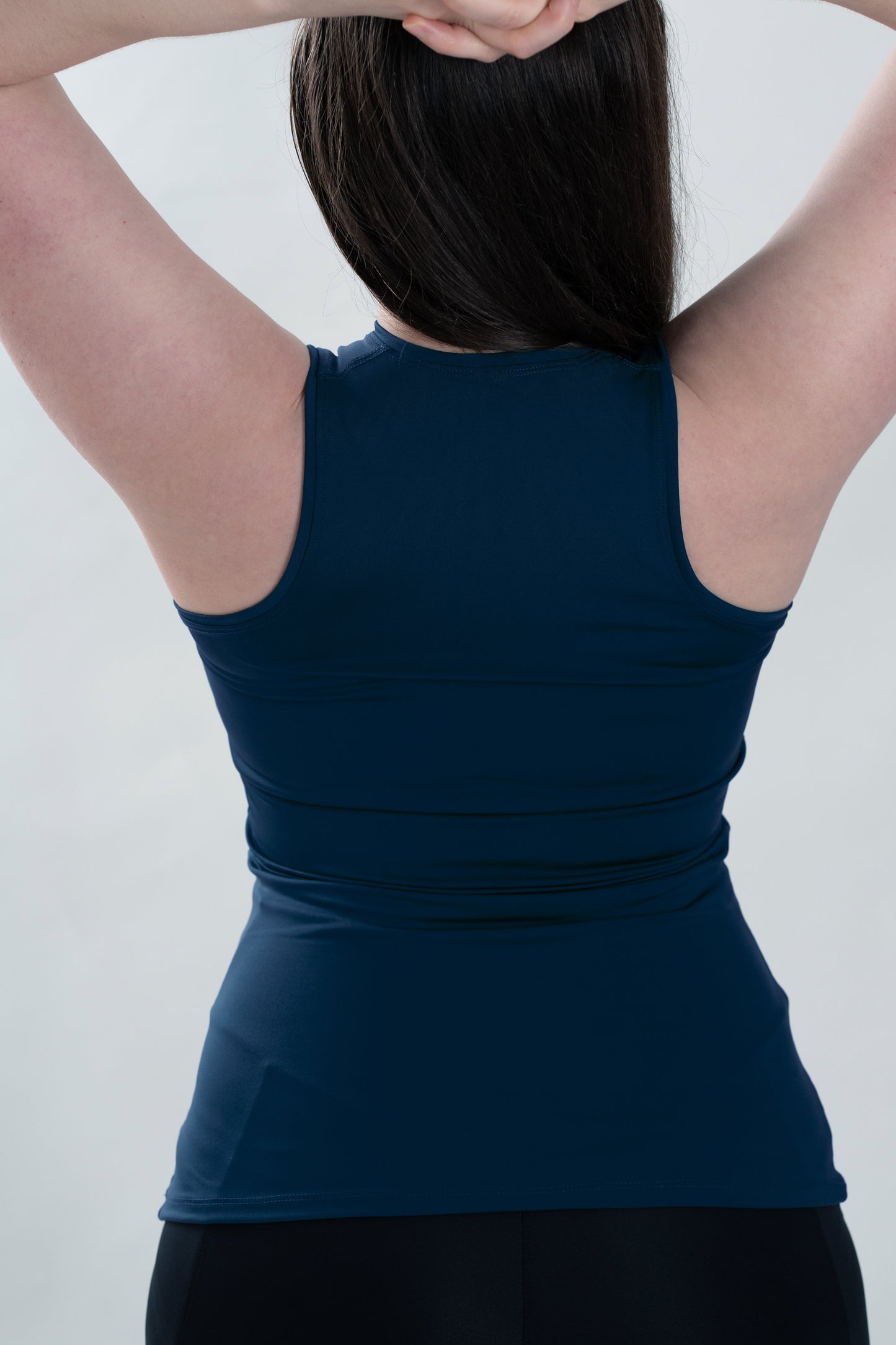 Dark Blue Long Form Fitting Tank Top