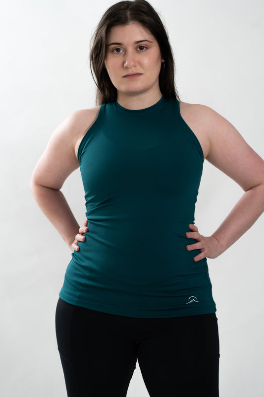 Dark Green Long Form Fitting Tank Top