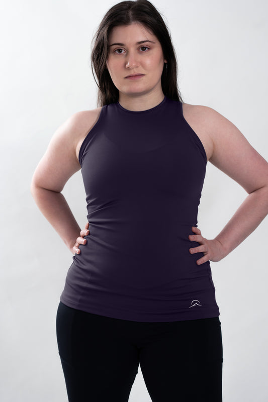 Purple Long Form Fitting Tank Top