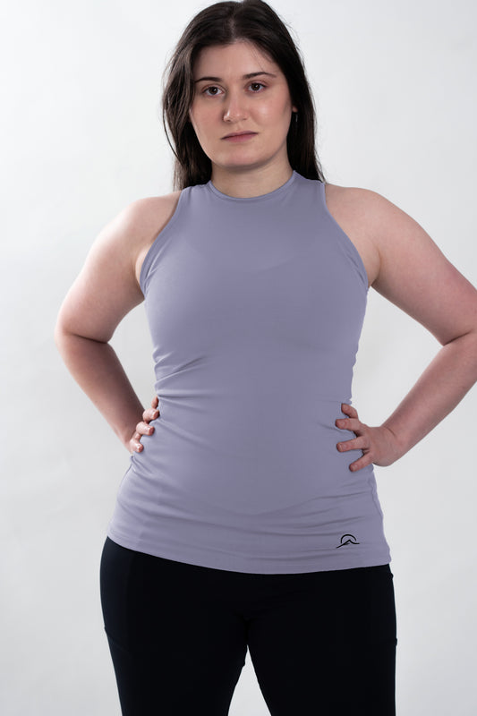 Lilac Long Form Fitting Tank Top
