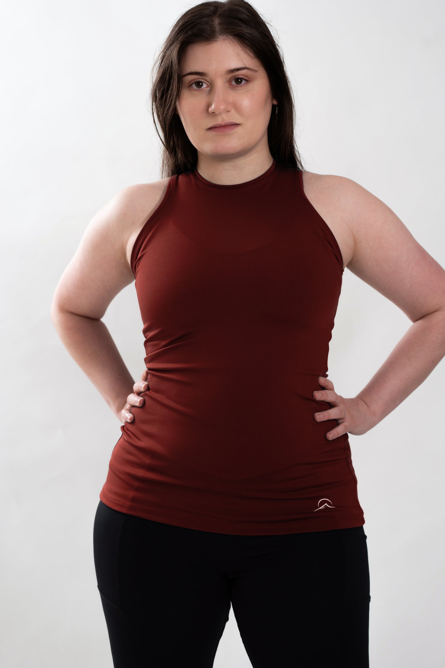 Red Long Form Fitting Tank Top