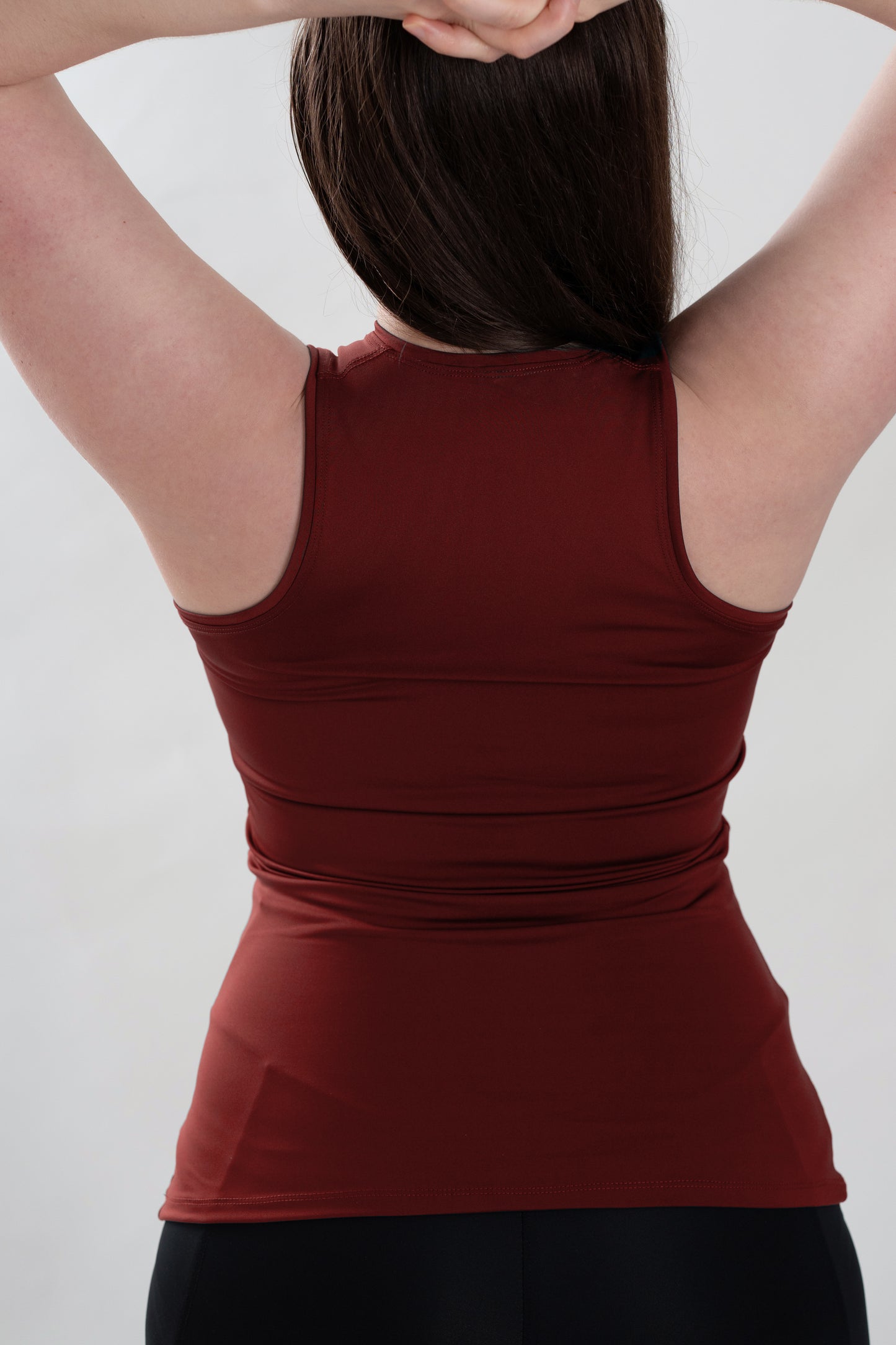 Red Long Form Fitting Tank Top