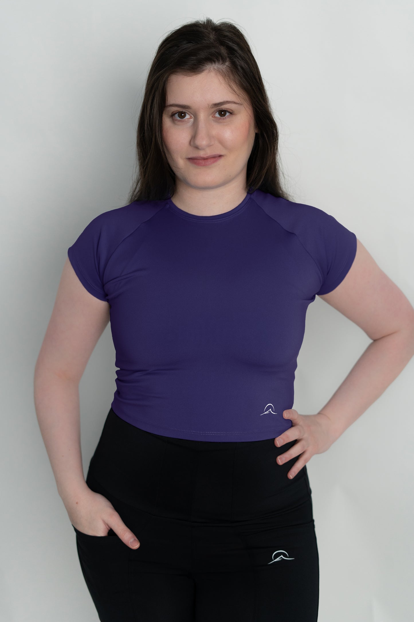 Purple Mini Sleeves Crop Top